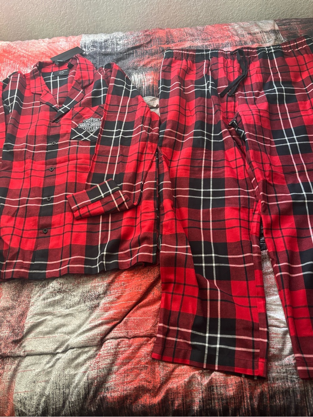 Harley-Davidson Red & Black Plaid Pajama Set-XL